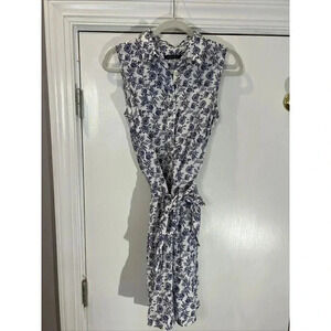 Tommy Hilfiger Sleeveless Button Down Dress W Belt  Size 6 Floral Beachy Cottage